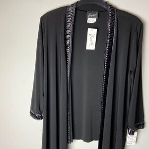 NWT 90s 2000s black open front cardigan bathing suit coverup